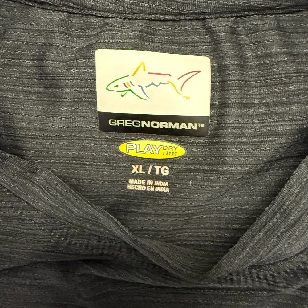Greg Norman Play Dry Performance Golf Shirt Gray Shark Logo XL